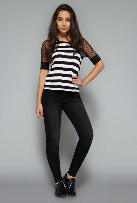 Nuon by Westside Black & White Striped Top Nuon by Westside Black & White Striped Top