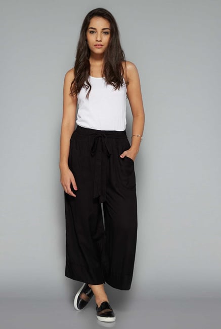 Nuon by Westside Black Solid Palazzos Nuon by Westside Black Solid Palazzos