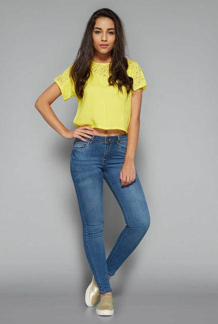 Nuon by Westside Yellow Lace Top Nuon by Westside Yellow Lace Top