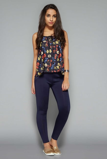 Nuon by Westside Navy Floral Print Top Nuon by Westside Navy Floral Print Top