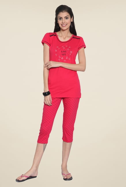 Sweet Dreams Coral Printed Capri Set Sweet Dreams Coral Printed Capri Set
