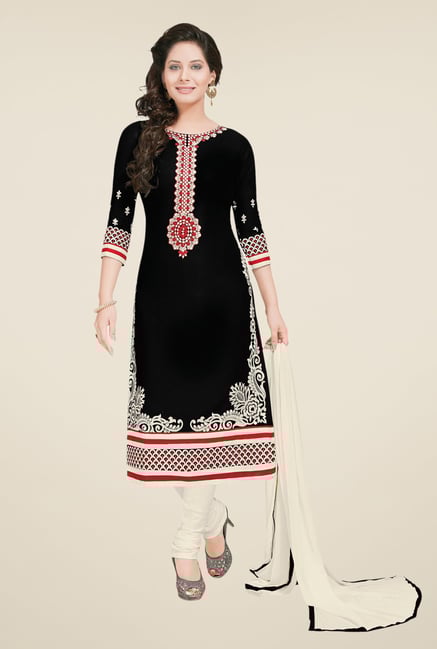 Salwar Studio Black & Cream Embroidered Dress Material Salwar Studio Black & Cream Embroidered Dress Material