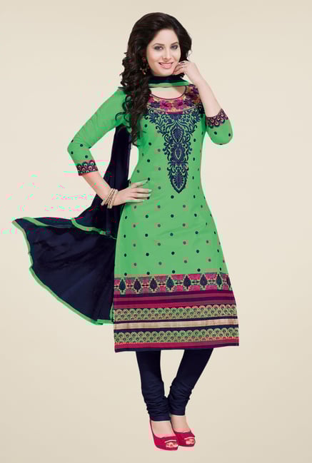Salwar Studio Green & Dark Blue Dress Material Salwar Studio Green & Dark Blue Dress Material