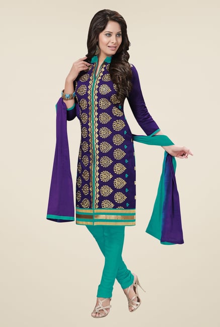 Salwar Studio Violet & Mint Green Embroidered Dress Material Salwar Studio Violet & Mint Green Embroidered Dress Material