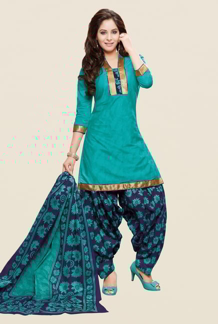 Salwar Studio Sea Green & Navy Patiyala Dress Material Salwar Studio Sea Green & Navy Patiyala Dress Material