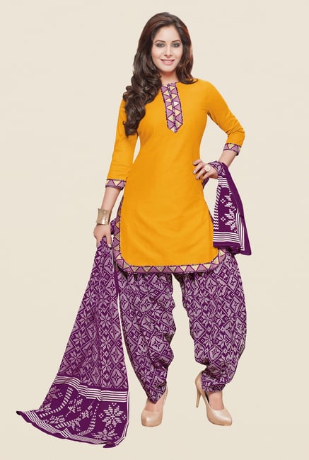 Salwar Studio Yellow & Purple Patiyala Dress Material Salwar Studio Yellow & Purple Patiyala Dress Material