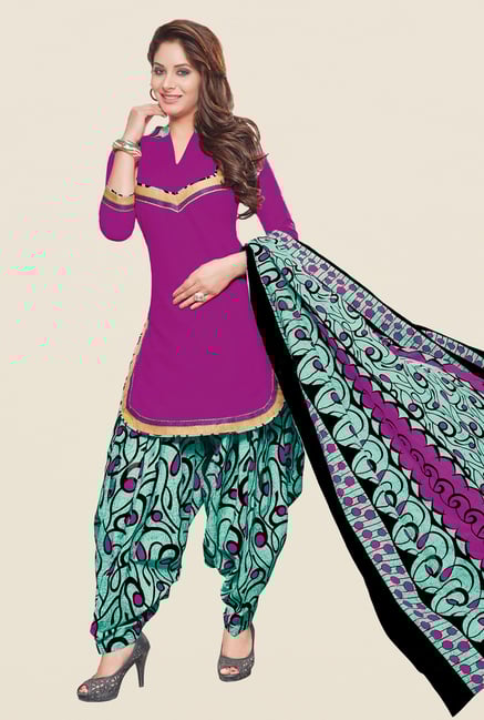 Salwar Studio Purple & Sea Green Patiyala Dress Material Salwar Studio Purple & Sea Green Patiyala Dress Material