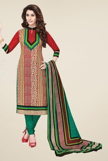 Salwar Studio Red & Green Regular Wash Dress Material Salwar Studio Red & Green Regular Wash Dress Material