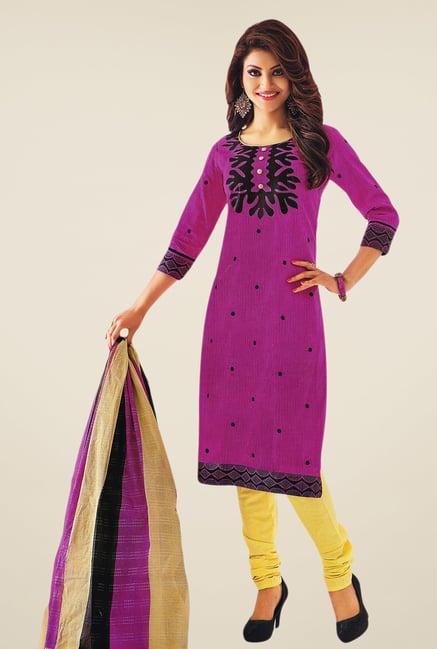 Salwar Studio Purple & Fawn Printed Dress Material Salwar Studio Purple & Fawn Printed Dress Material