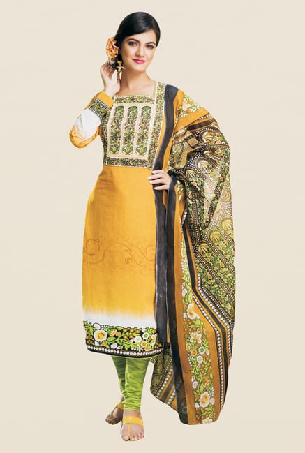 Salwar Studio Yellow & Green Free Size Dress Material Salwar Studio Yellow & Green Free Size Dress Material