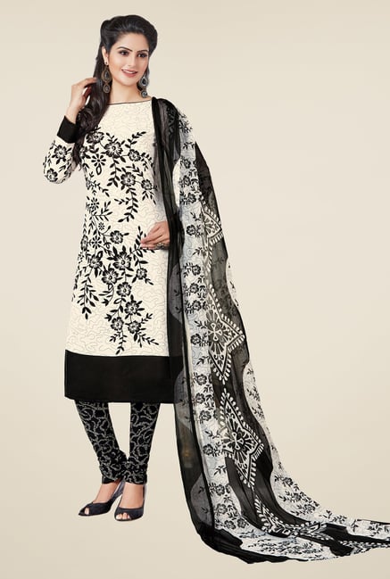 Salwar Studio White & Black Printed Dress Material Salwar Studio White & Black Printed Dress Material