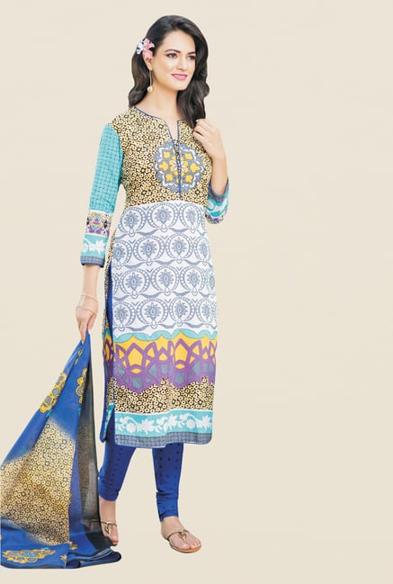 Salwar Studio Multicolor & Blue Printed Dress Material Salwar Studio Multicolor & Blue Printed Dress Material