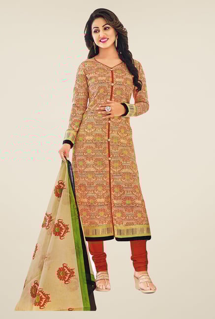 Salwar Studio Brown Printed Dress Material Salwar Studio Brown Printed Dress Material