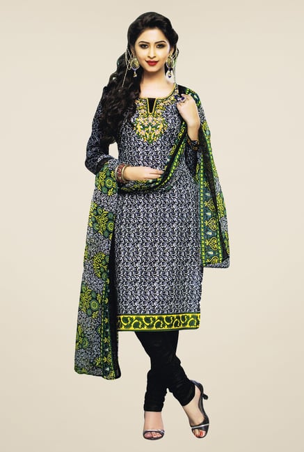 Salwar Studio Black & Green Printed Dress Material Salwar Studio Black & Green Printed Dress Material