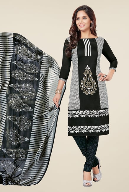 Salwar Studio Black & White Printed Dress Material Salwar Studio Black & White Printed Dress Material