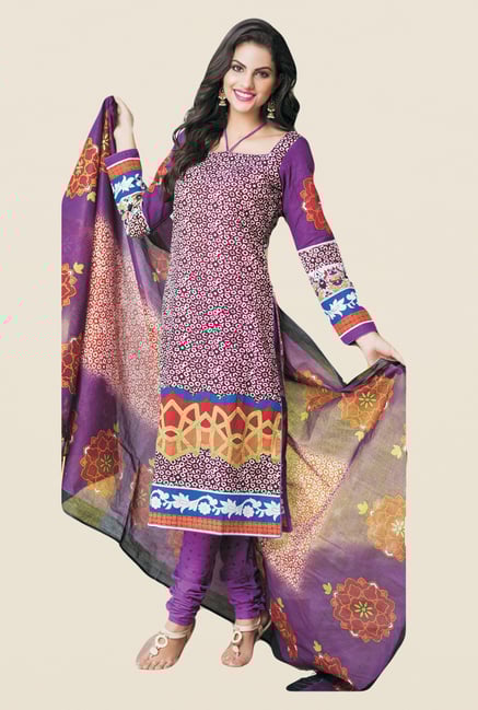 Salwar Studio Violet Printed Dress Material Salwar Studio Violet Printed Dress Material