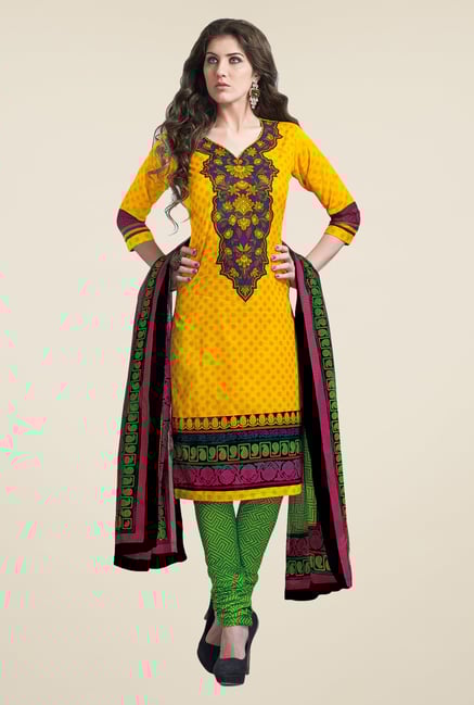 Salwar Studio Yellow & Light Green Dress Material Salwar Studio Yellow & Light Green Dress Material