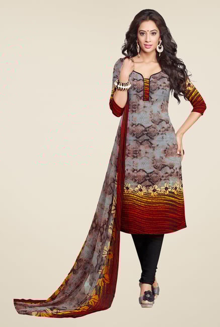 Salwar Studio Grey & Black Printed Synthetic Dress Material Salwar Studio Grey & Black Printed Synthetic Dress Material