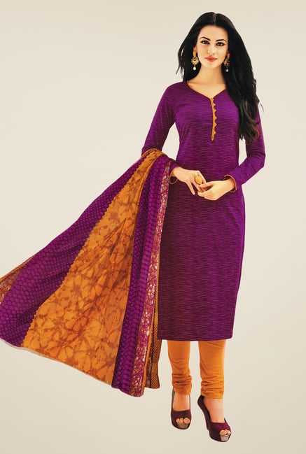 Salwar Studio Wine & Mustard Printed Dress Material Salwar Studio Wine & Mustard Printed Dress Material