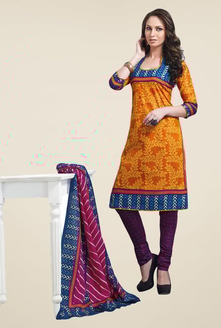 Salwar Studio Orange & Purple Dress Material Salwar Studio Orange & Purple Dress Material