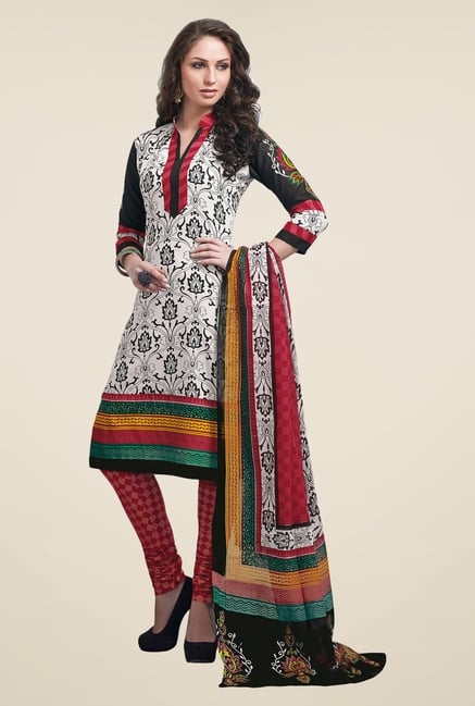 Salwar Studio White & Red Dress Material Salwar Studio White & Red Dress Material