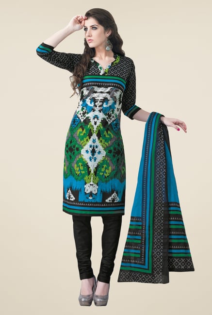 Salwar Studio Multicolor & Black Dress Material Salwar Studio Multicolor & Black Dress Material