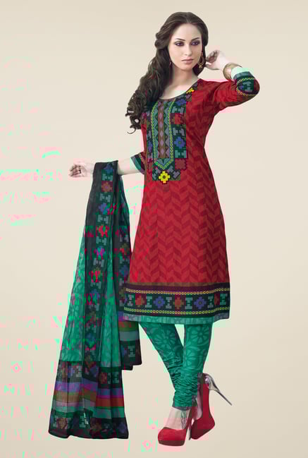 Salwar Studio Maroon & Teal Dress Material Salwar Studio Maroon & Teal Dress Material