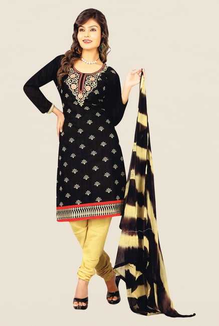 Salwar Studio Black & Beige Cotton PC Dress Material Salwar Studio Black & Beige Cotton PC Dress Material
