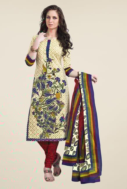 Salwar Studio Yellow & Red Dress Material Salwar Studio Yellow & Red Dress Material