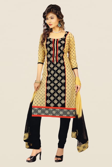 Salwar Studio Black & Beige Free Size Dress Material Salwar Studio Black & Beige Free Size Dress Material