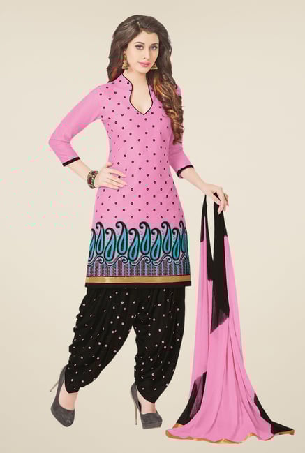 Salwar Studio Pink & Black Dress Material Salwar Studio Pink & Black Dress Material