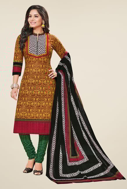 Salwar Studio Yellow & Green Printed Dress Material Salwar Studio Yellow & Green Printed Dress Material
