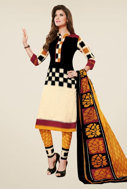Salwar Studio Black & Mustard Dress Material Salwar Studio Black & Mustard Dress Material
