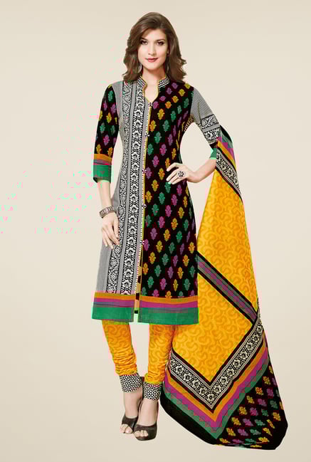 Salwar Studio Black & Yellow Dress Material Salwar Studio Black & Yellow Dress Material