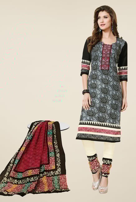 Salwar Studio Grey & Cream Dress Material Salwar Studio Grey & Cream Dress Material
