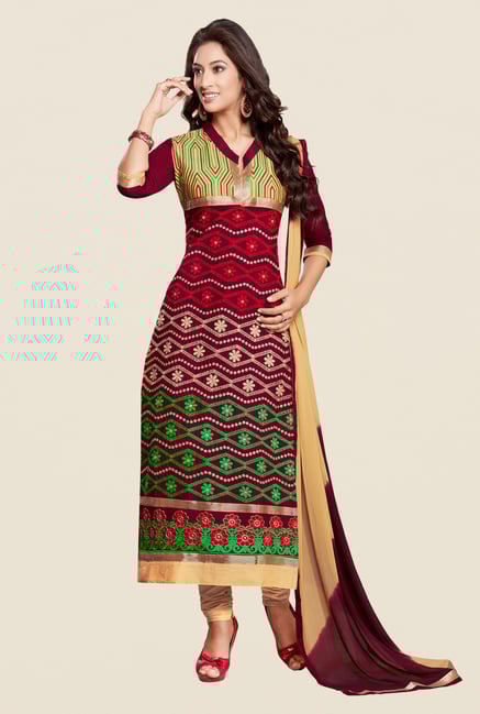 Salwar Studio Brown & Beige Karachi Dress Material Salwar Studio Brown & Beige Karachi Dress Material