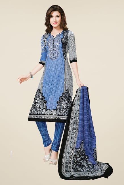 Salwar Studio Blue & White Regular Wash Dress Material Salwar Studio Blue & White Regular Wash Dress Material