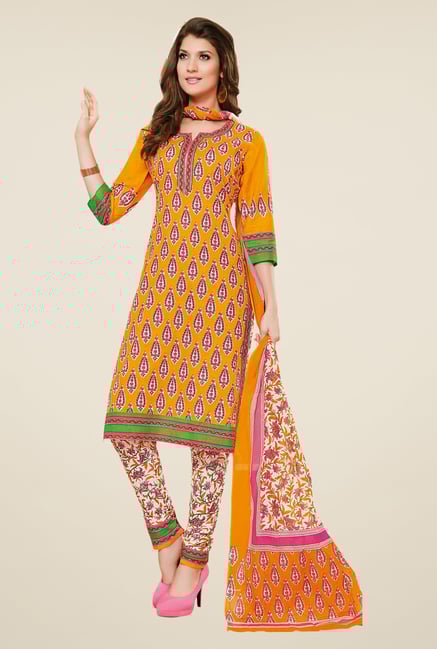 Salwar Studio Orange & White Dress Material Salwar Studio Orange & White Dress Material