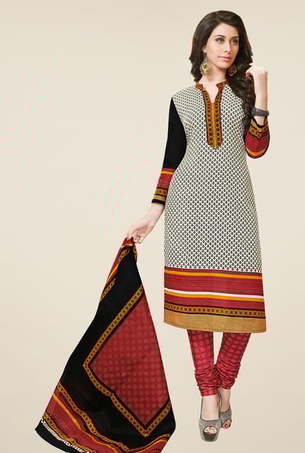 Salwar Studio White & Maroon Dress Material Salwar Studio White & Maroon Dress Material