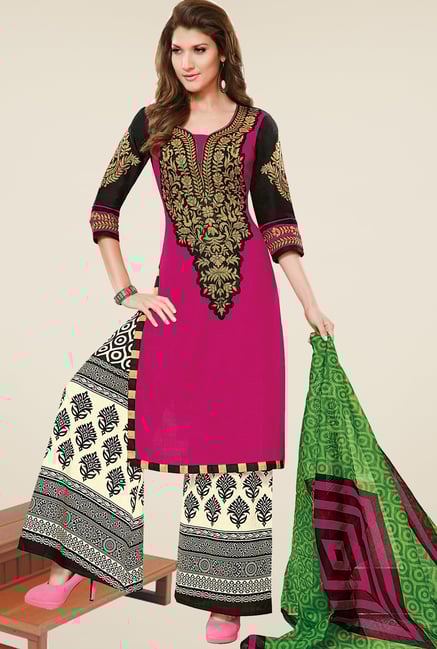 Salwar Studio Rani & Cream Dress Material Salwar Studio Rani & Cream Dress Material