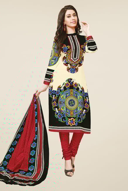 Salwar Studio Multicolor & Maroon Dress Material Salwar Studio Multicolor & Maroon Dress Material
