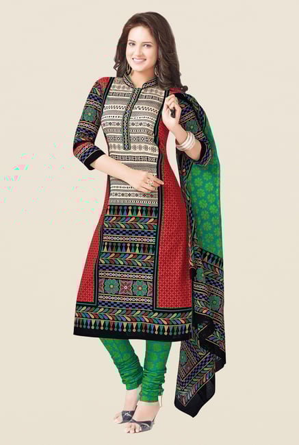 Salwar Studio Red & Green Free Size Dress Material Salwar Studio Red & Green Free Size Dress Material