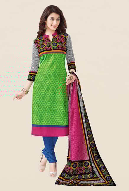 Salwar Studio Green & Blue Regular Wash Dress Material Salwar Studio Green & Blue Regular Wash Dress Material