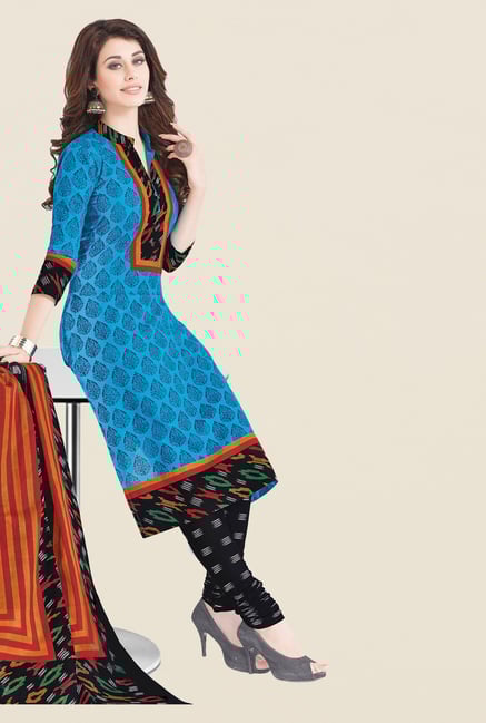 Salwar Studio Blue & Black Printed Dress Material Salwar Studio Blue & Black Printed Dress Material
