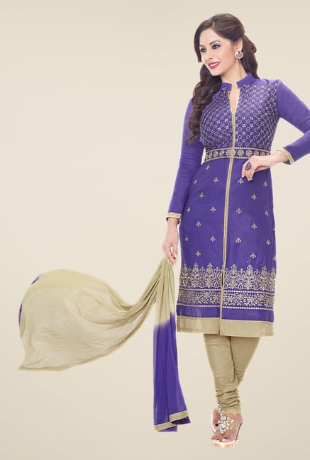 Salwar Studio Purple & Grey Embroidered Dress Material Salwar Studio Purple & Grey Embroidered Dress Material