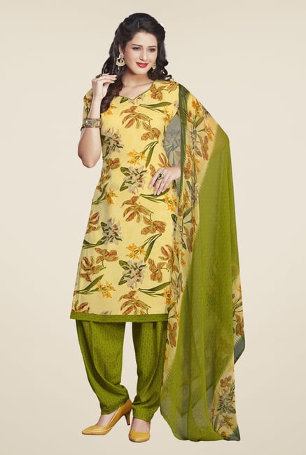 Salwar Studio Lemon & Olive Printed Dress Material Salwar Studio Lemon & Olive Printed Dress Material