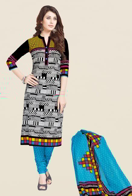 Salwar Studio Black & Blue Printed Dress Material Salwar Studio Black & Blue Printed Dress Material