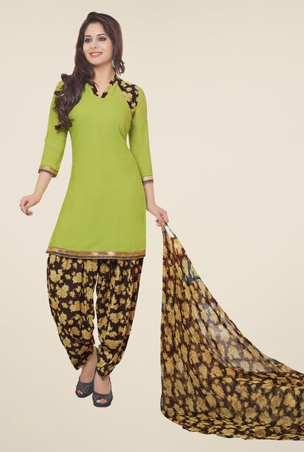 Salwar Studio Pastel Green & Brown Patiyala Dress Material Salwar Studio Pastel Green & Brown Patiyala Dress Material