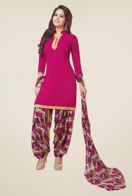 Salwar Studio Pink Printed Patiyala Dress Material Salwar Studio Pink Printed Patiyala Dress Material