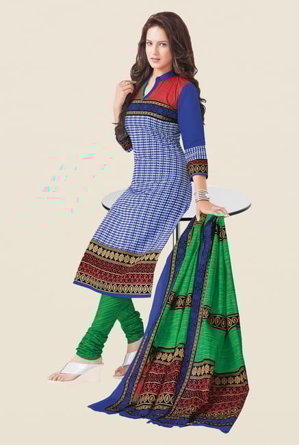 Salwar Studio Blue & Green Dress Material Salwar Studio Blue & Green Dress Material